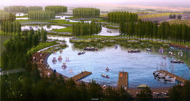 生態(tài)水廊道——城市生態(tài)綠肺公園景觀設計效果圖與生態(tài)園規(guī)劃